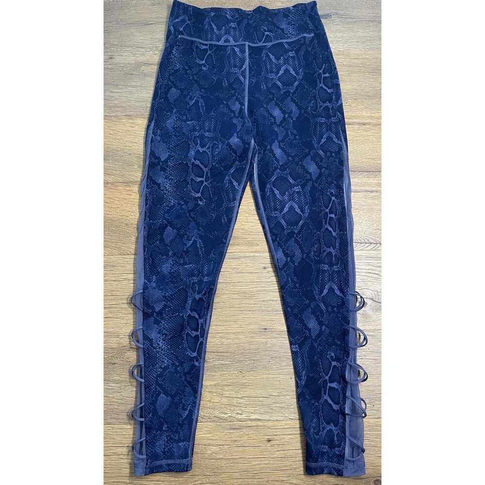 Victoria's Secret Blue Snake Print Mesh Cutout Side Leggings Size 14